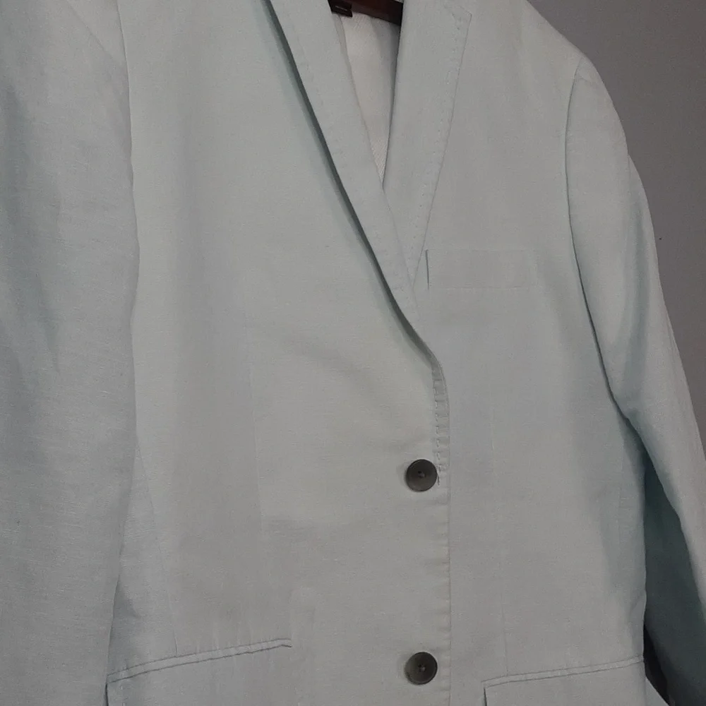 INC International Concepts Light Blue Linen Blazer Jacket